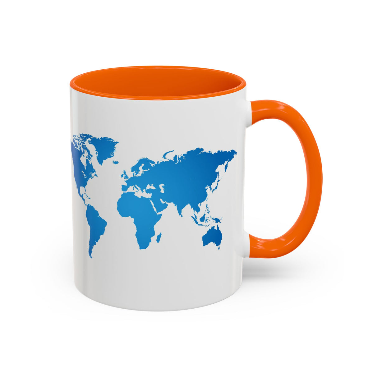 World Map Accent Coffee Mug — Illustrated Italy & Blue World Map Travel Mug (11/15oz)