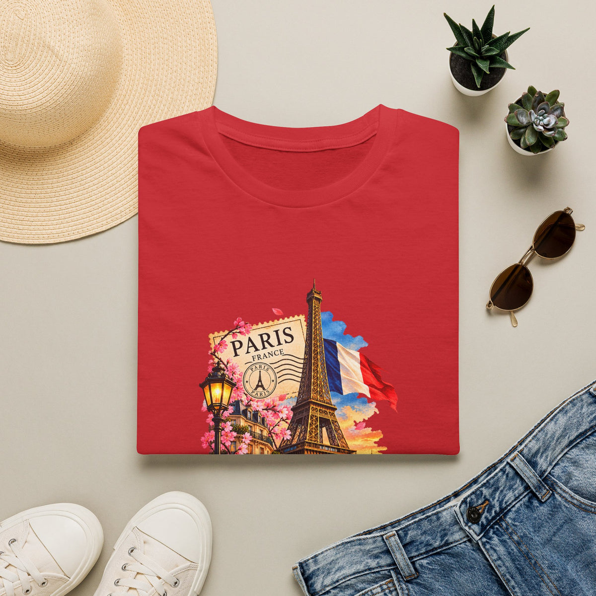 Paris Eiffel Tower Vintage Floral T-Shirt