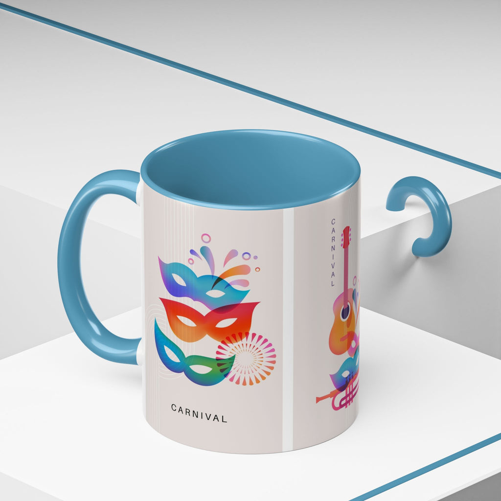 Carnival Music Accent Coffee Mug — Colorful Guitar & Mask 11/15oz