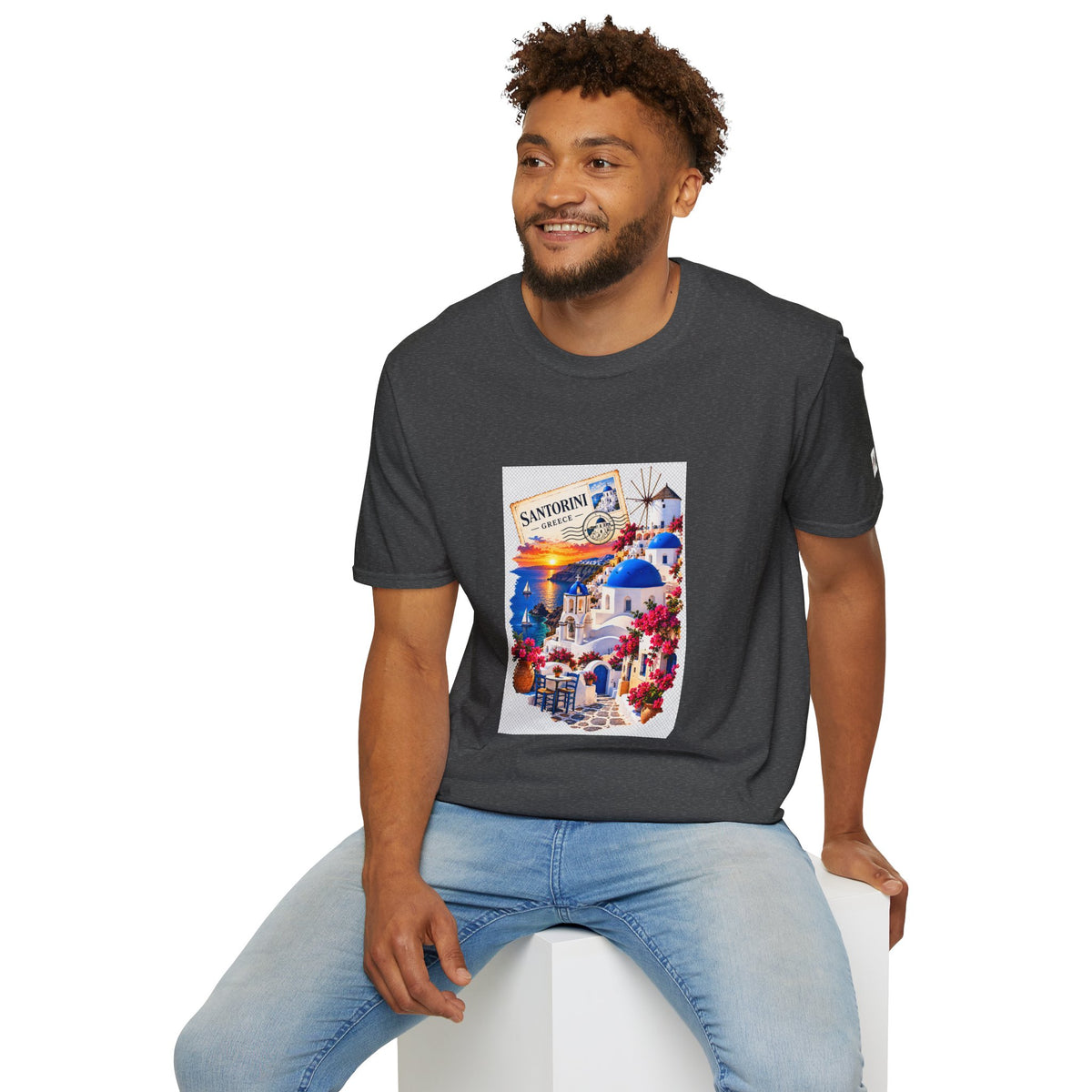 Santorini Greece Vintage Travel T-Shirt – Scenic Oia Sunset Poster Tee