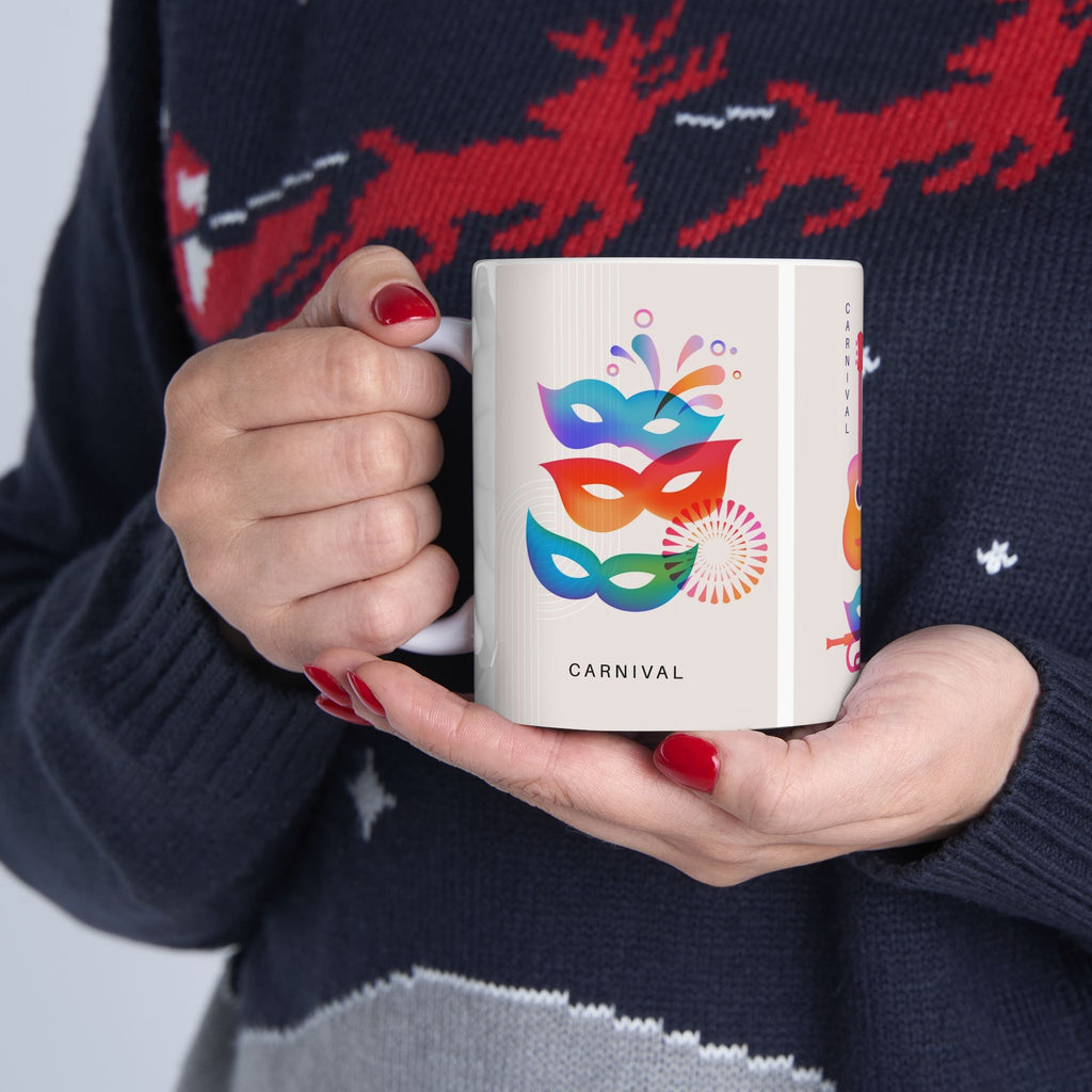 Carnival Music Ceramic Mug – Colorful Guitar & Mask Coffee Cup (11oz, 15oz)