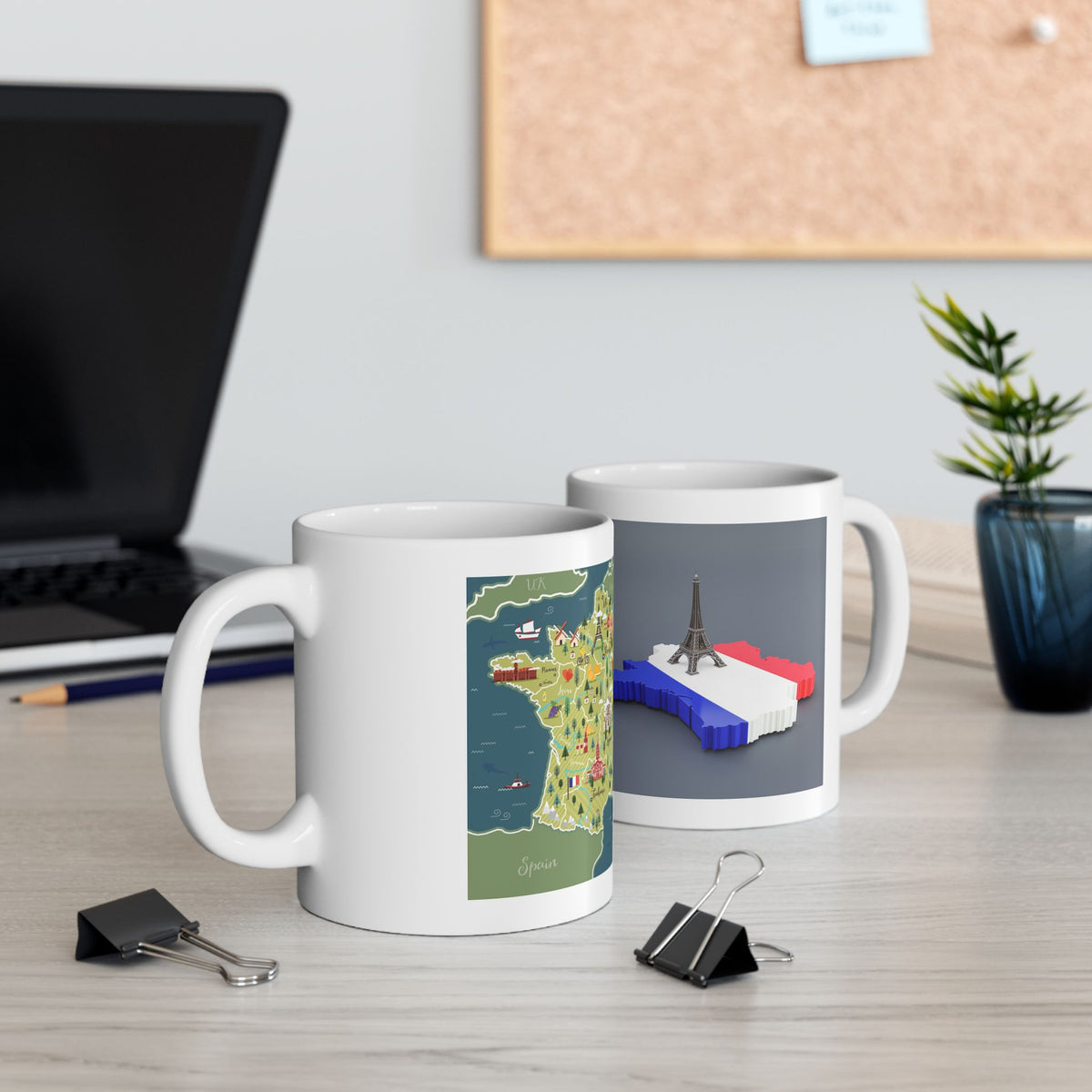France Landmark Map Ceramic Mug — Illustrated Travel Map Gift (11oz & 15oz)