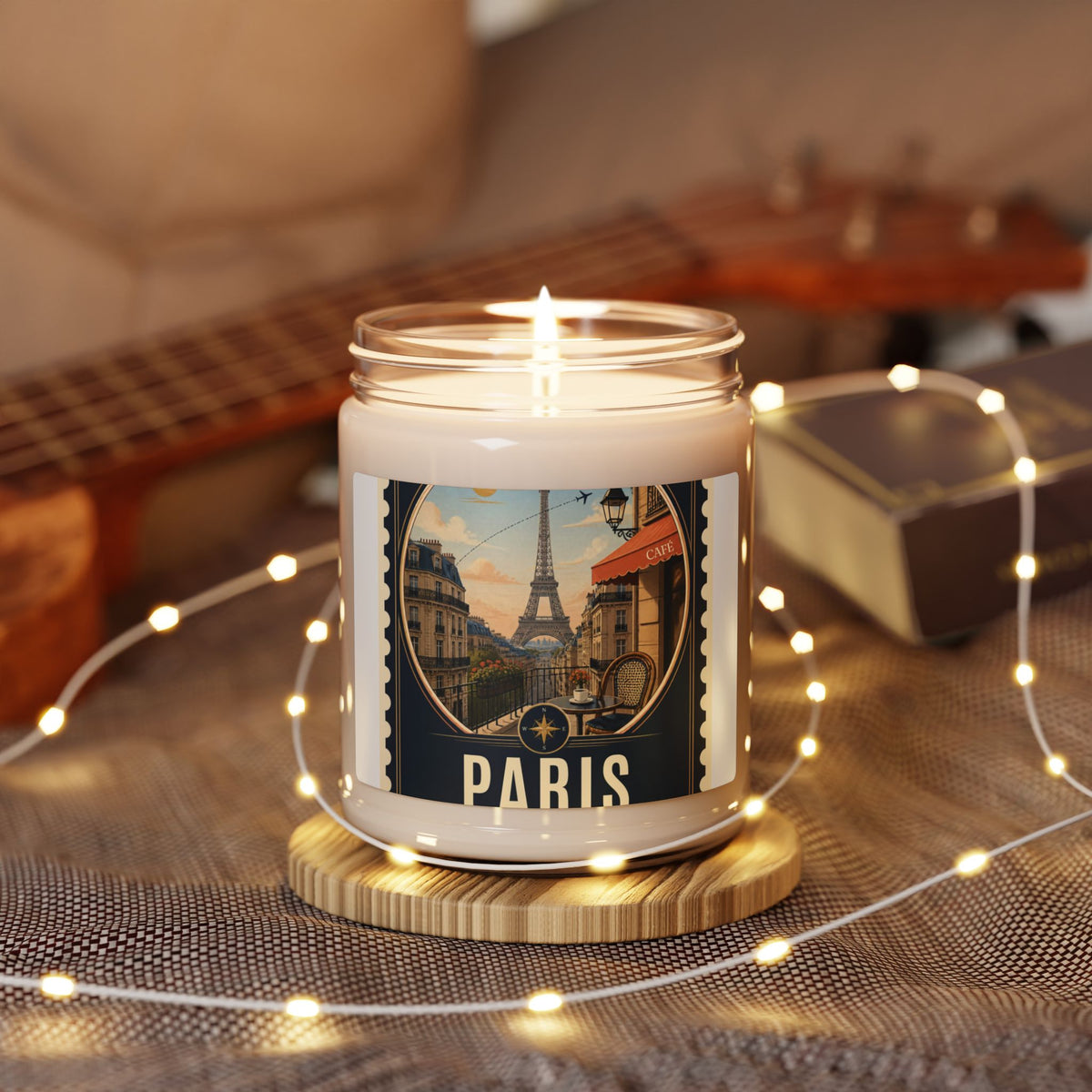 Paris Travel Scented Soy Candle — 9oz Vintage Eiffel Aromatherapy Jar