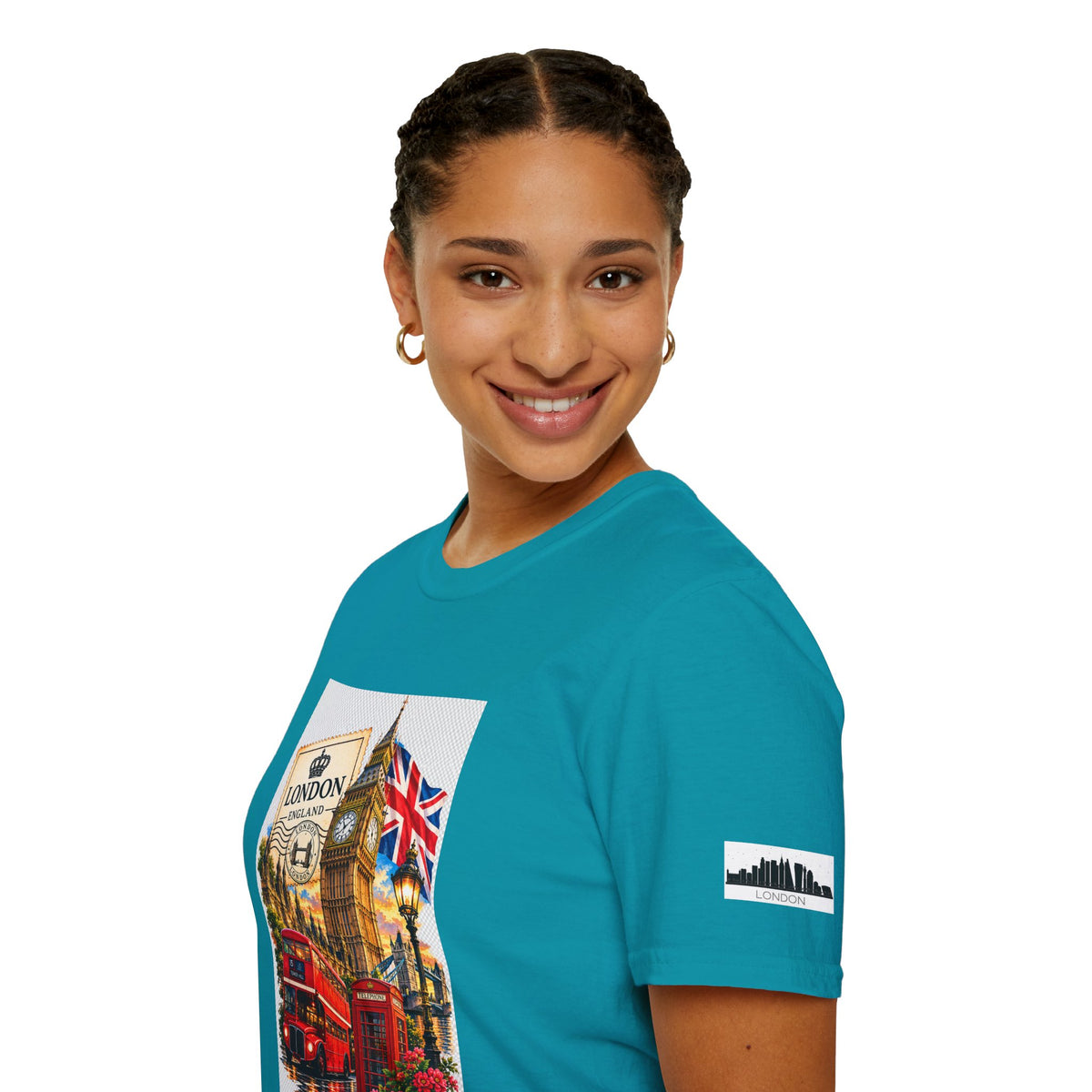London Vintage Collage T-Shirt — Big Ben, Red Bus & Union Jack Tee