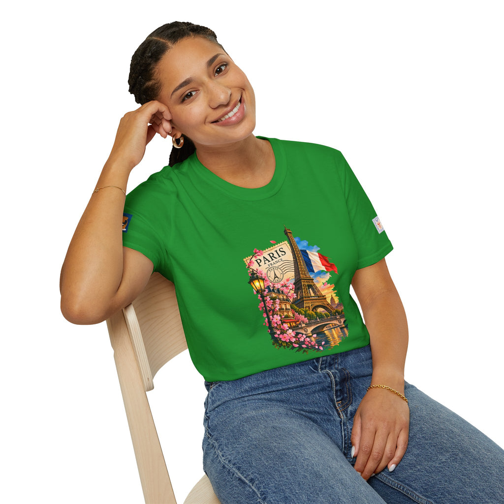 Paris Eiffel Tower Vintage Floral T-Shirt