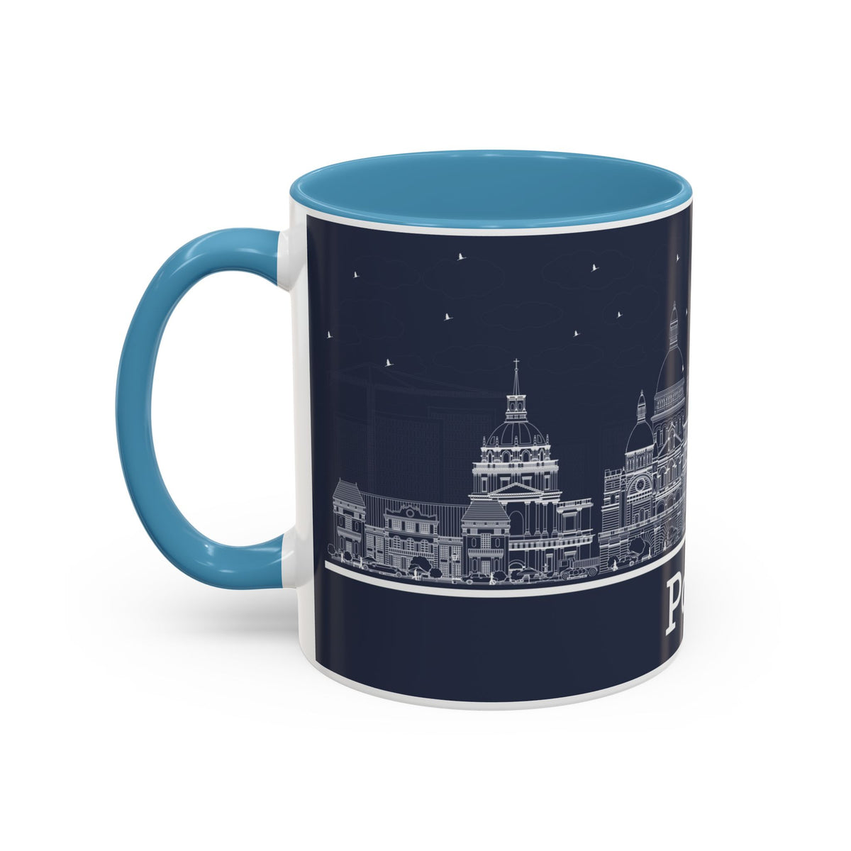 Paris Skyline Coffee Mug — Nighttime Cityscape Accent Mug