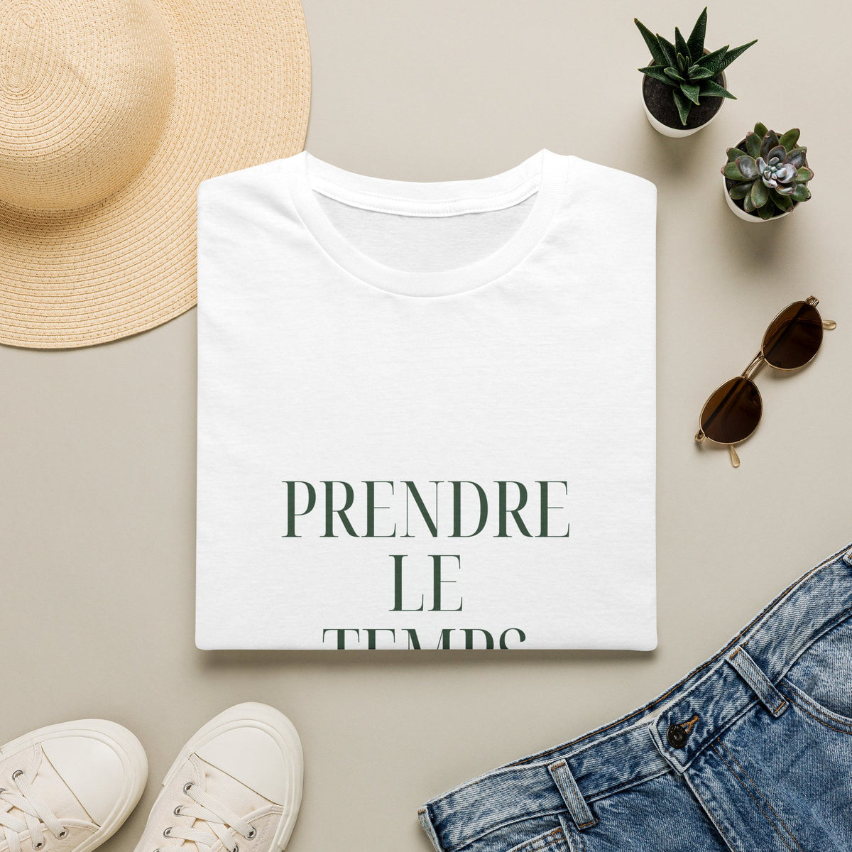 Prendre le Temps T-Shirt — French Relaxation Tee with Minimalist Script