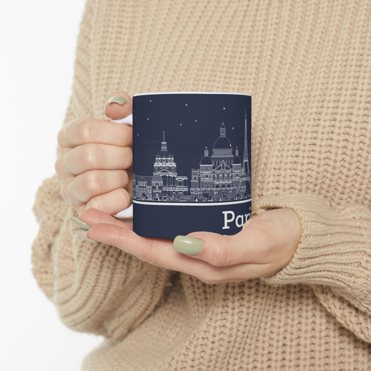 Paris Skyline Ceramic Mug – Nighttime Cityscape Coffee Cup (11oz & 15oz)
