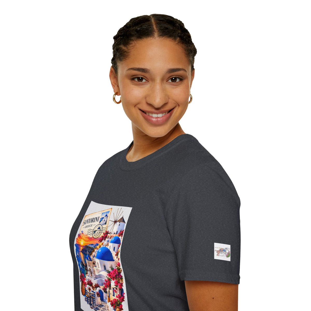 Santorini Greece Vintage Travel T-Shirt – Scenic Oia Sunset Poster Tee