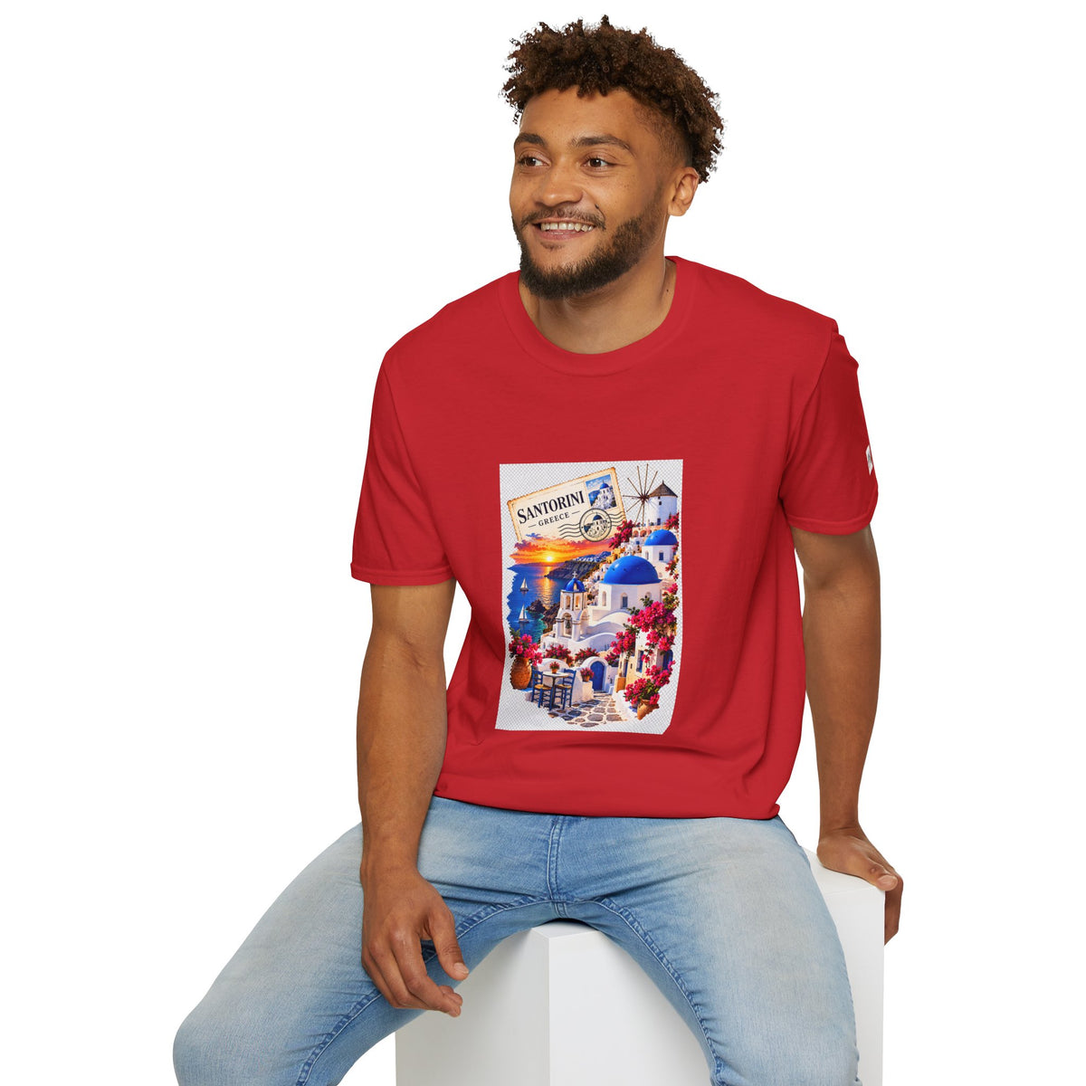 Santorini Greece Vintage Travel T-Shirt – Scenic Oia Sunset Poster Tee
