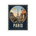 Paris Vintage Travel Sticker — Eiffel Tower Postage-Style Kiss-Cut