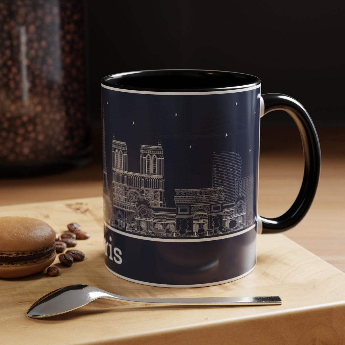 Paris Skyline Coffee Mug — Nighttime Cityscape Accent Mug