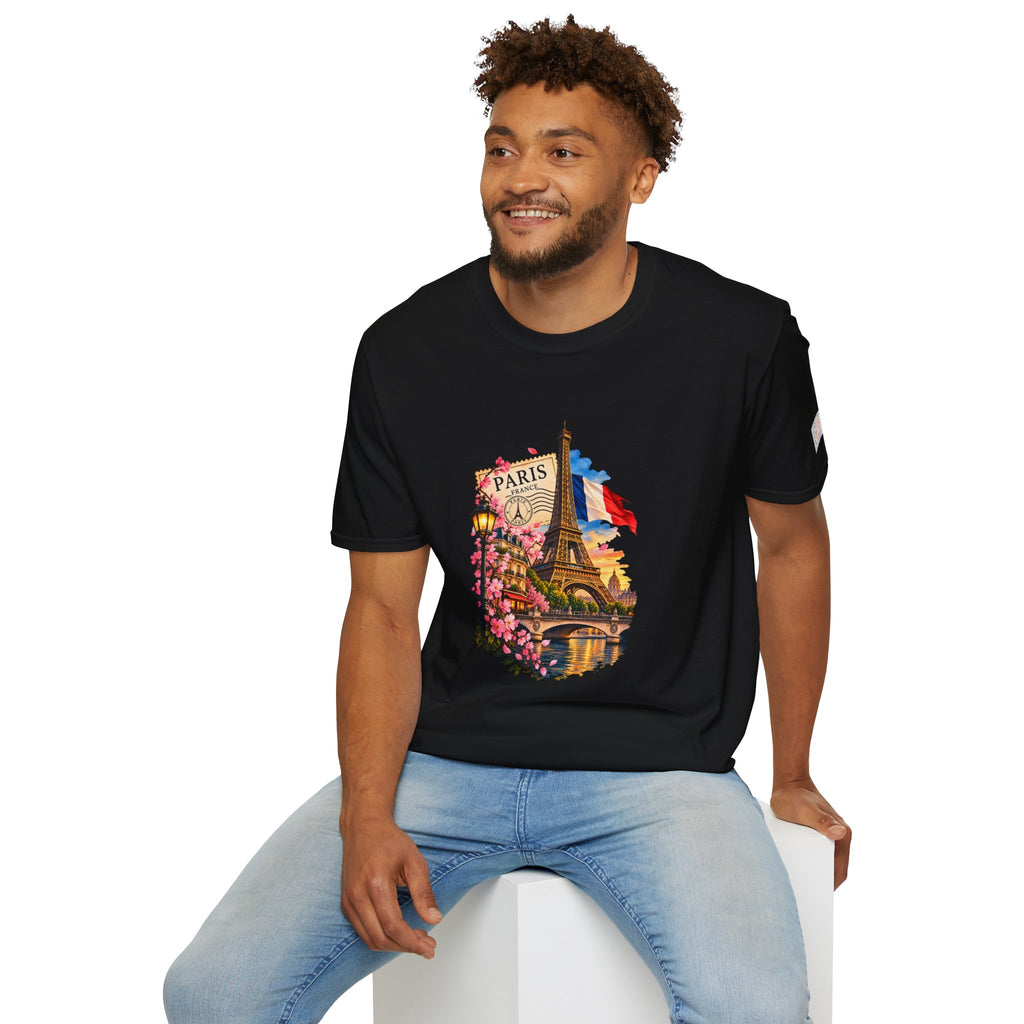 Paris Eiffel Tower Vintage Floral T-Shirt