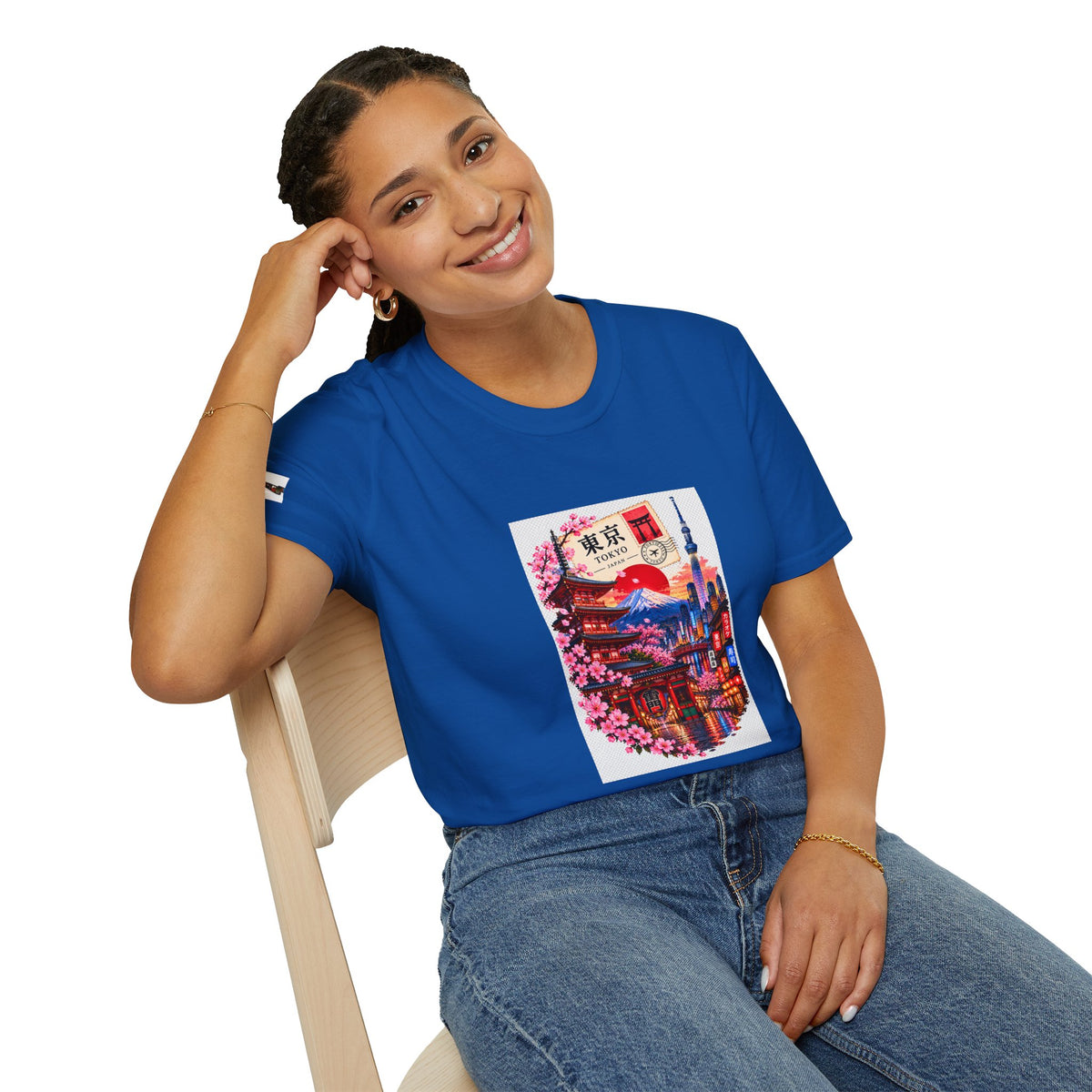 Tokyo Sakura Illustration T-Shirt — Vintage Mount Fuji & Cherry Blossom Graphic