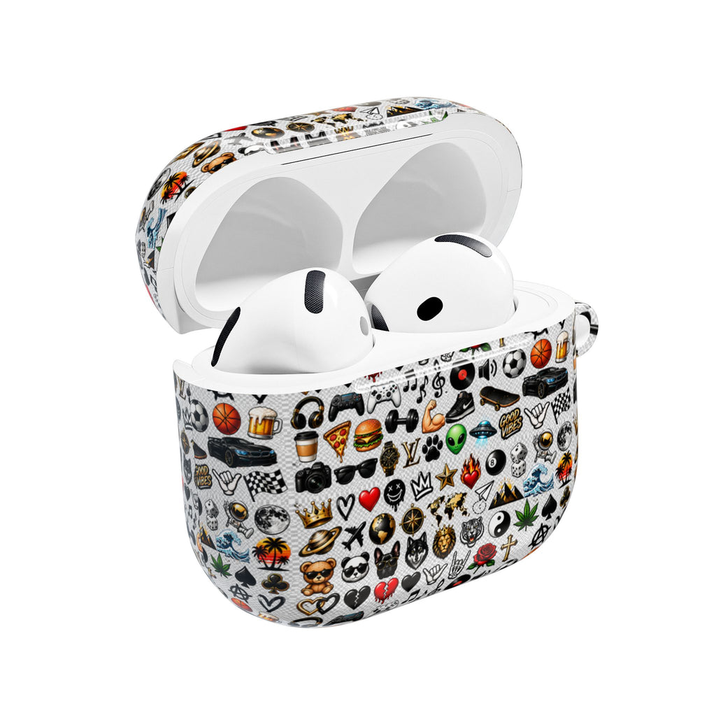 Emoji Pattern AirPod Case — Colorful Icon Collage Protective Cover