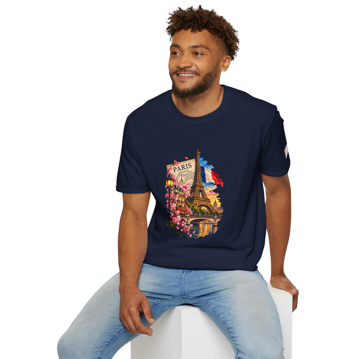 Paris Eiffel Tower Vintage Floral T-Shirt