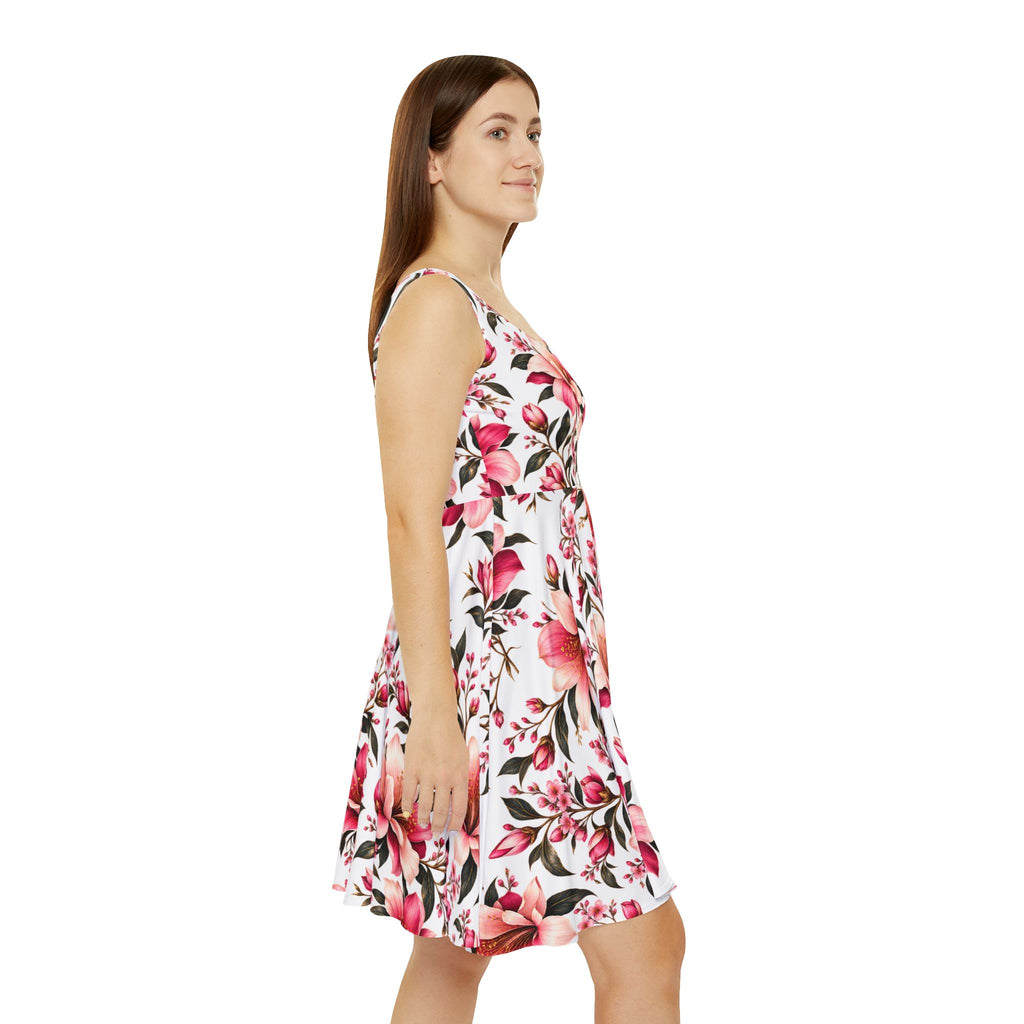 Floral Pink Lily Skater Dress
