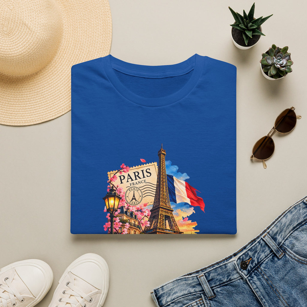Paris Eiffel Tower Vintage Floral T-Shirt