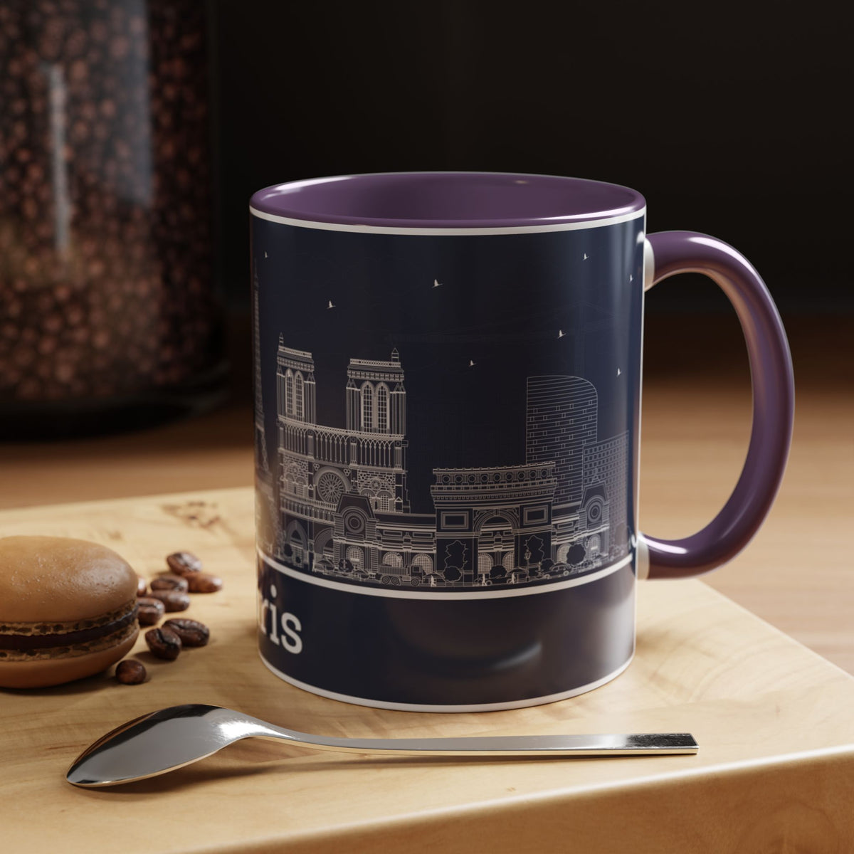 Paris Skyline Coffee Mug — Nighttime Cityscape Accent Mug