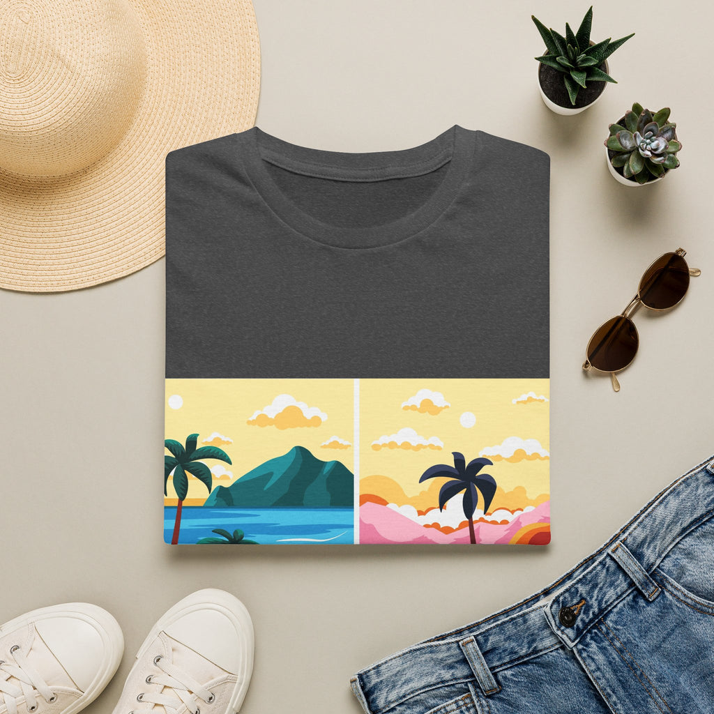 T-Shirt — Tropical Sunset Beach Panel Graphic Tee