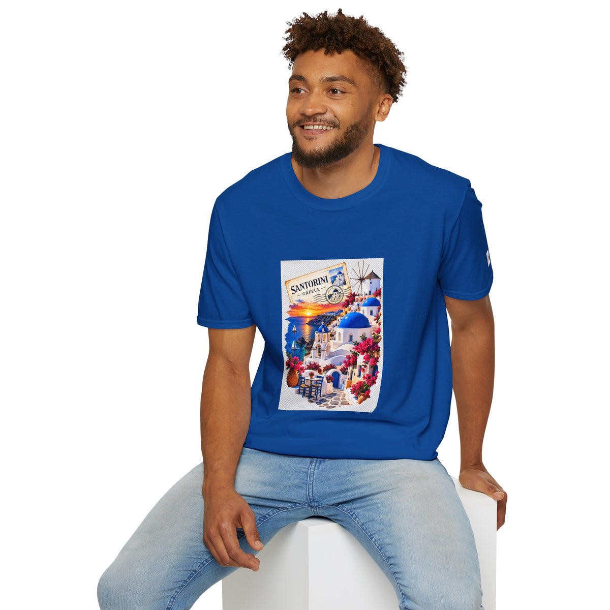 Santorini Greece Vintage Travel T-Shirt – Scenic Oia Sunset Poster Tee
