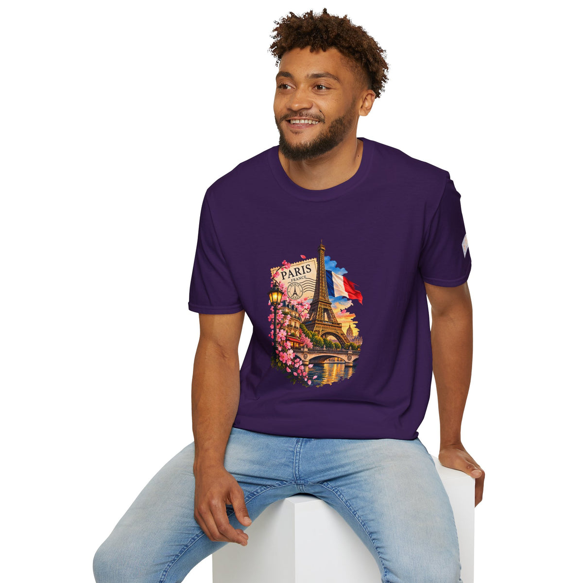 Paris Eiffel Tower Vintage Floral T-Shirt