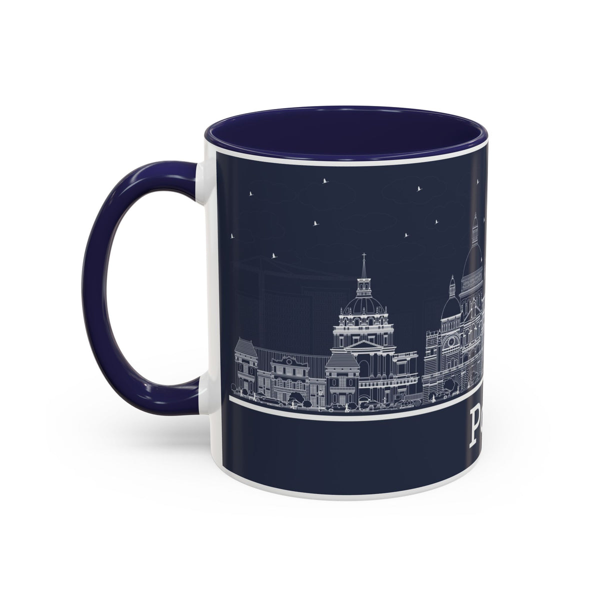 Paris Skyline Coffee Mug — Nighttime Cityscape Accent Mug