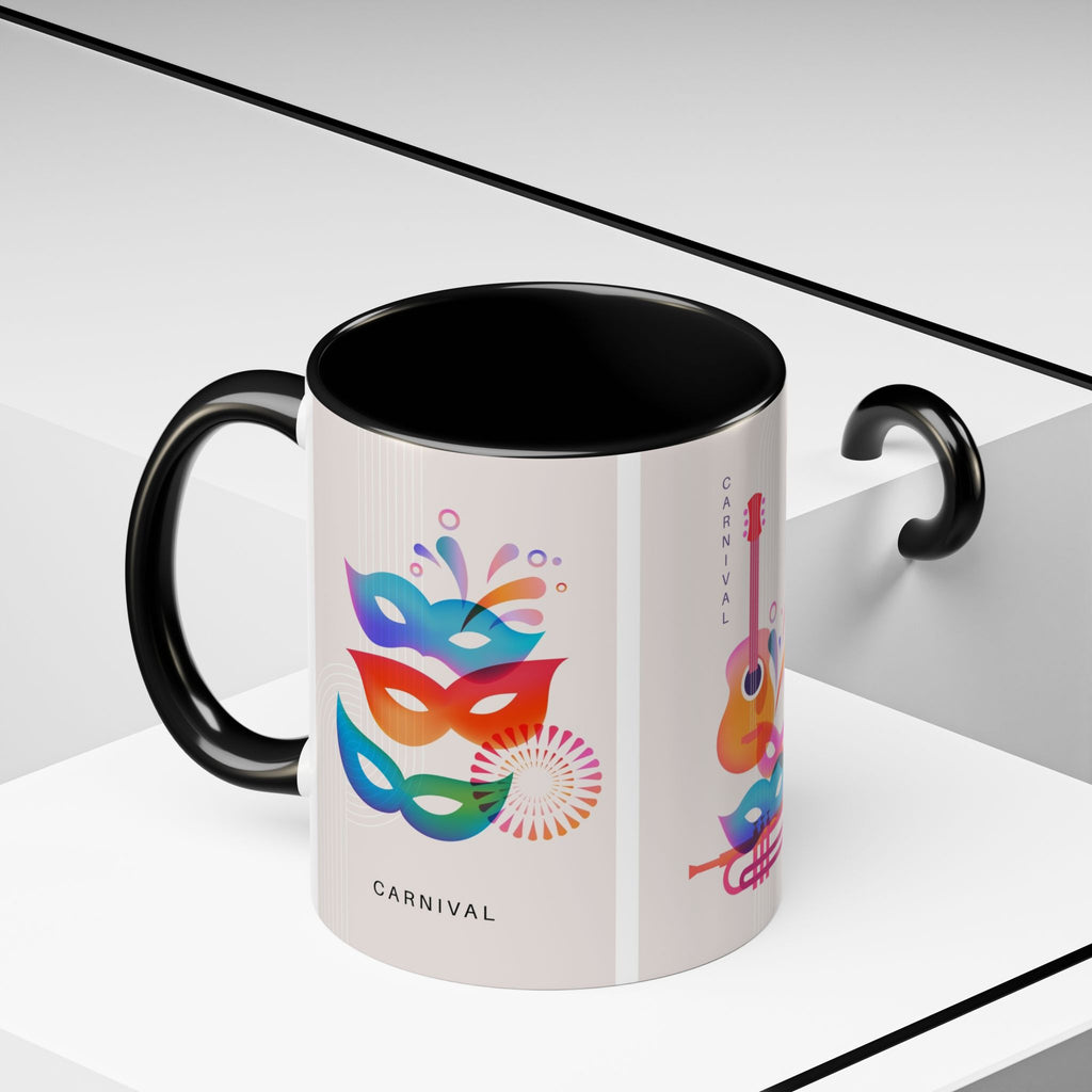 Carnival Music Accent Coffee Mug — Colorful Guitar & Mask 11/15oz