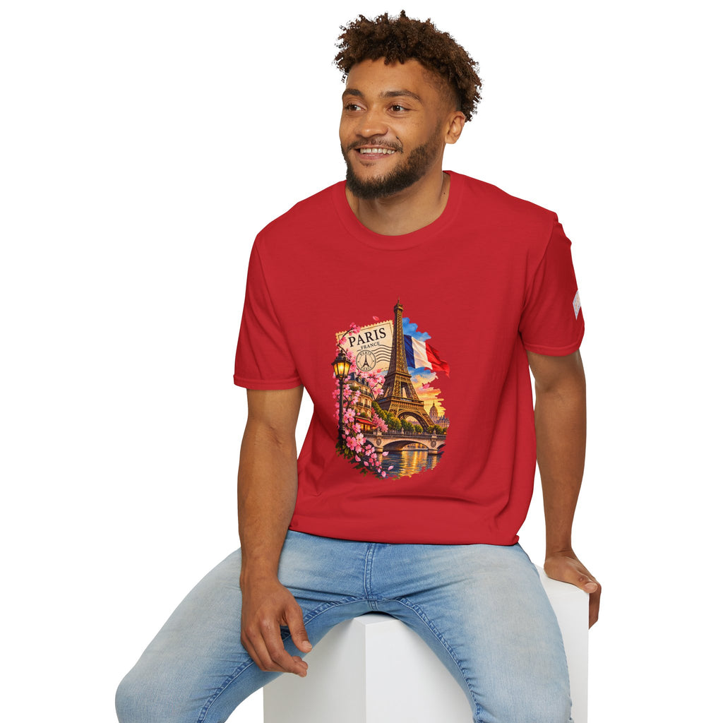 Paris Eiffel Tower Vintage Floral T-Shirt
