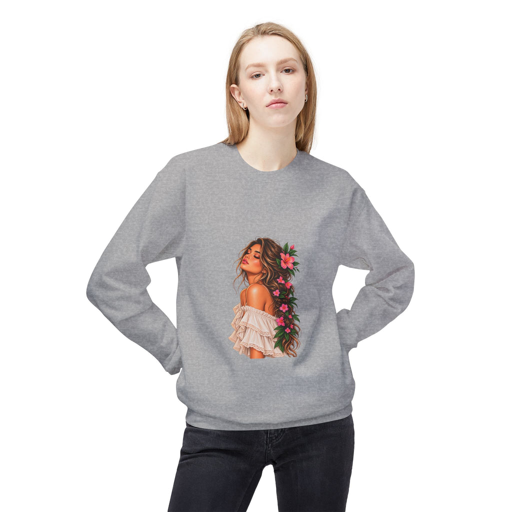 Floral Woman Crewneck Sweatshirt — 'Everything' Graphic Back