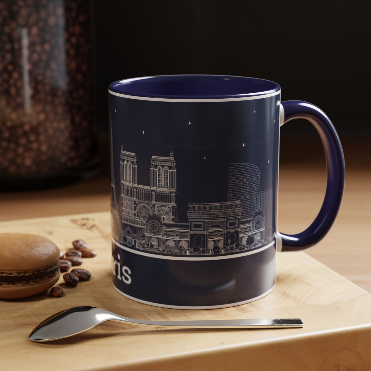 Paris Skyline Coffee Mug — Nighttime Cityscape Accent Mug