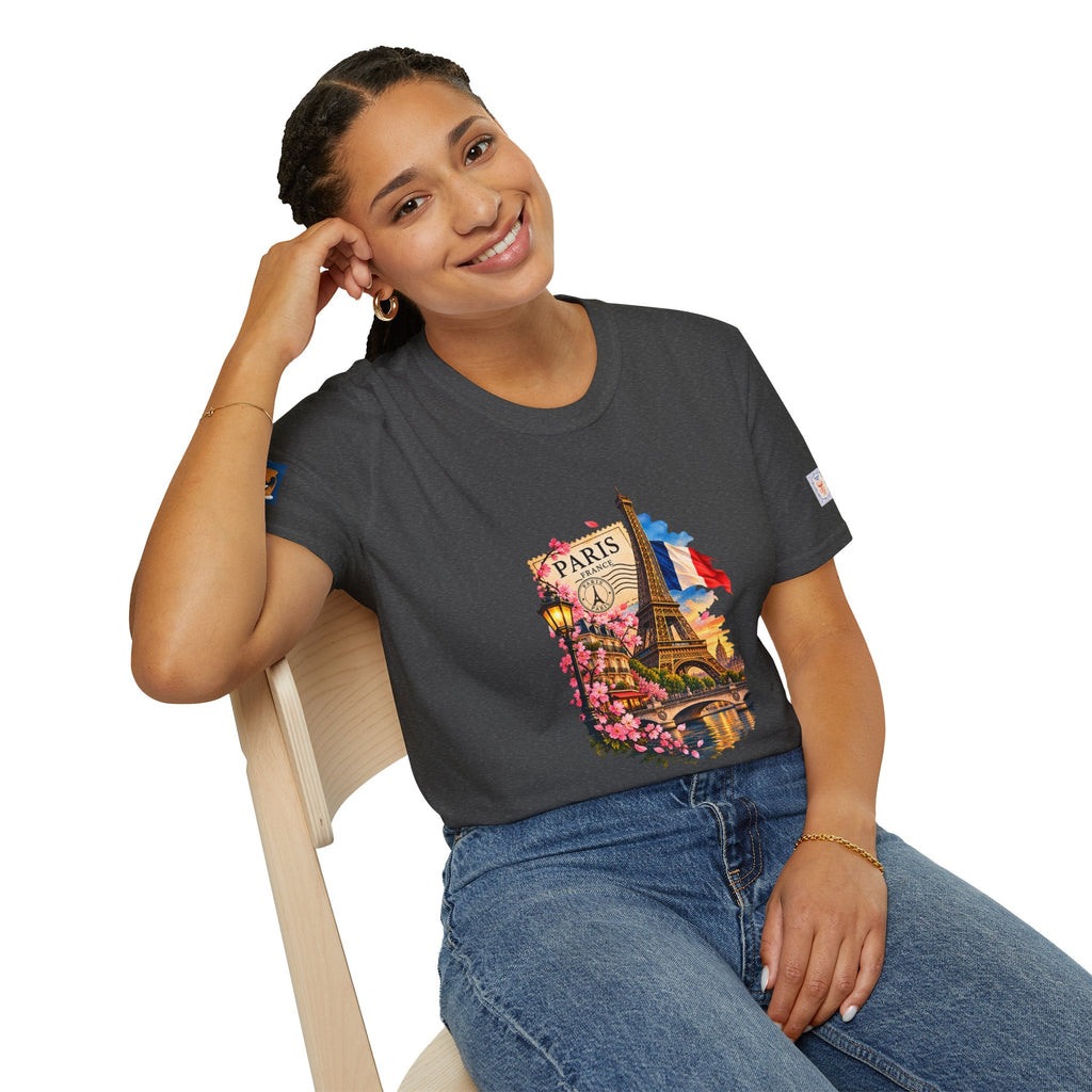 Paris Eiffel Tower Vintage Floral T-Shirt